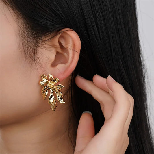 Gold-Plated Flower Earrings