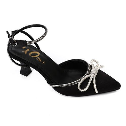 Satin Bow Classic Shoes - Black