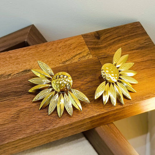 Gold-Plated Sunflower Earrings