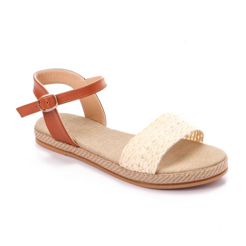 Woven Ankle Strap Sandals - White