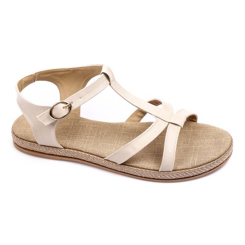 Beige Flat Sandals with Crisscross Straps & Ankle Strap
