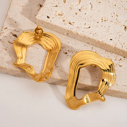 Gold-Plated Textured Wave Earrings