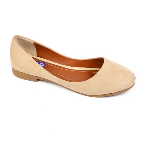 Suede Texture Ballet Flats – Beige