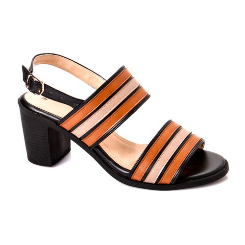 Faux Leather Multi-Strap Slingback Sandal - Multicolor