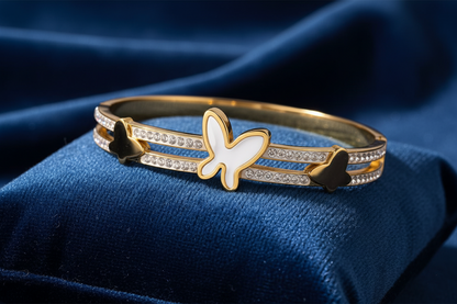 Stainless Steel Butterfly Bracelet – Gold & White