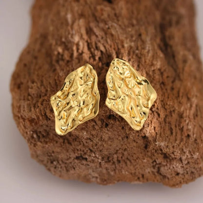 Gold-Plated Textured Earrings