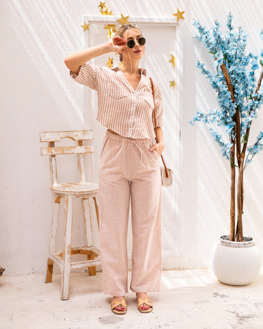 Linen Crude pants - Coral