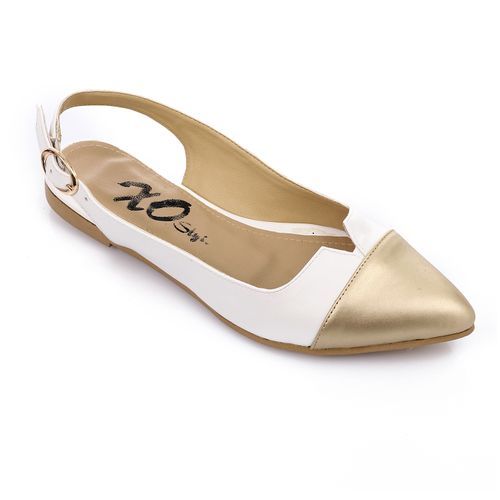 Faux Leather Slingback Flats - White