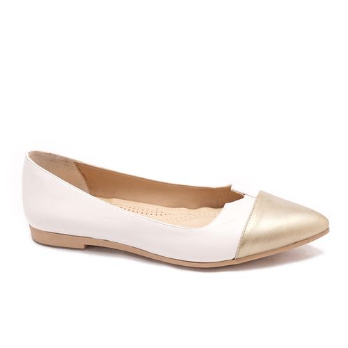 Leather Bi-Tone Ballerina - White