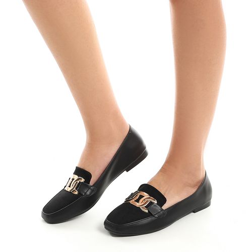 Faux Leather Comfortable Shoes - Black