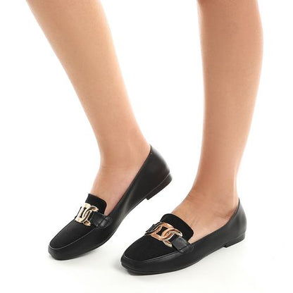 Faux Leather Comfortable Shoes - Black