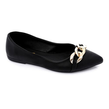 Leather Comfortable Ballerina - Black