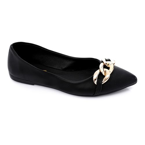 Leather Comfortable Ballerina - Black