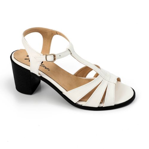 Faux Leather Cross Thong Sandal - White