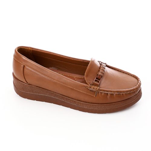 Faux Leather Platform Loafers – Tan
