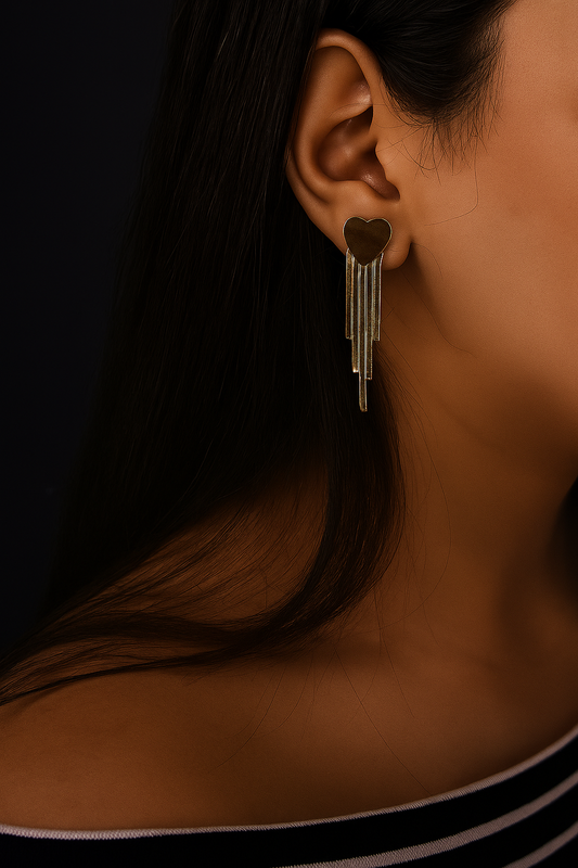 Gold-Plated Pendant Heart Earrings