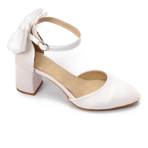 Faux Leather Bow D’Orsay Pumps - White