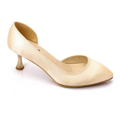 Satin D'Orsay Kitten Heels - Gold