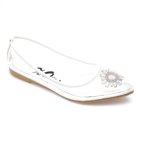 PVC Embellished Pointed Flats – Transparent White