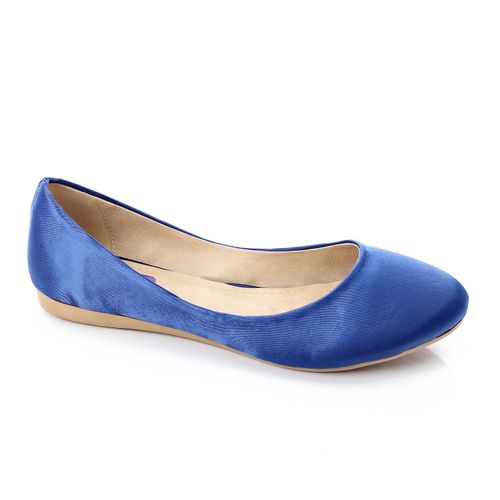 Suede Texture Ballet Flats – Blue