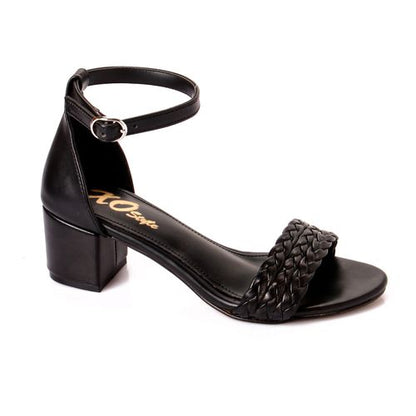 Faux Leather Braided Sandal - Black