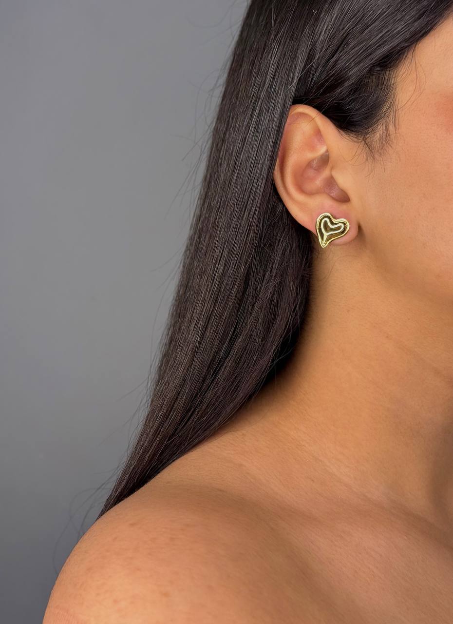 Gold-Plated Heart-Shaped Earrings