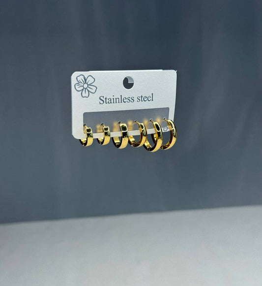 Gold-Plated Gold Hoop Earrings Set