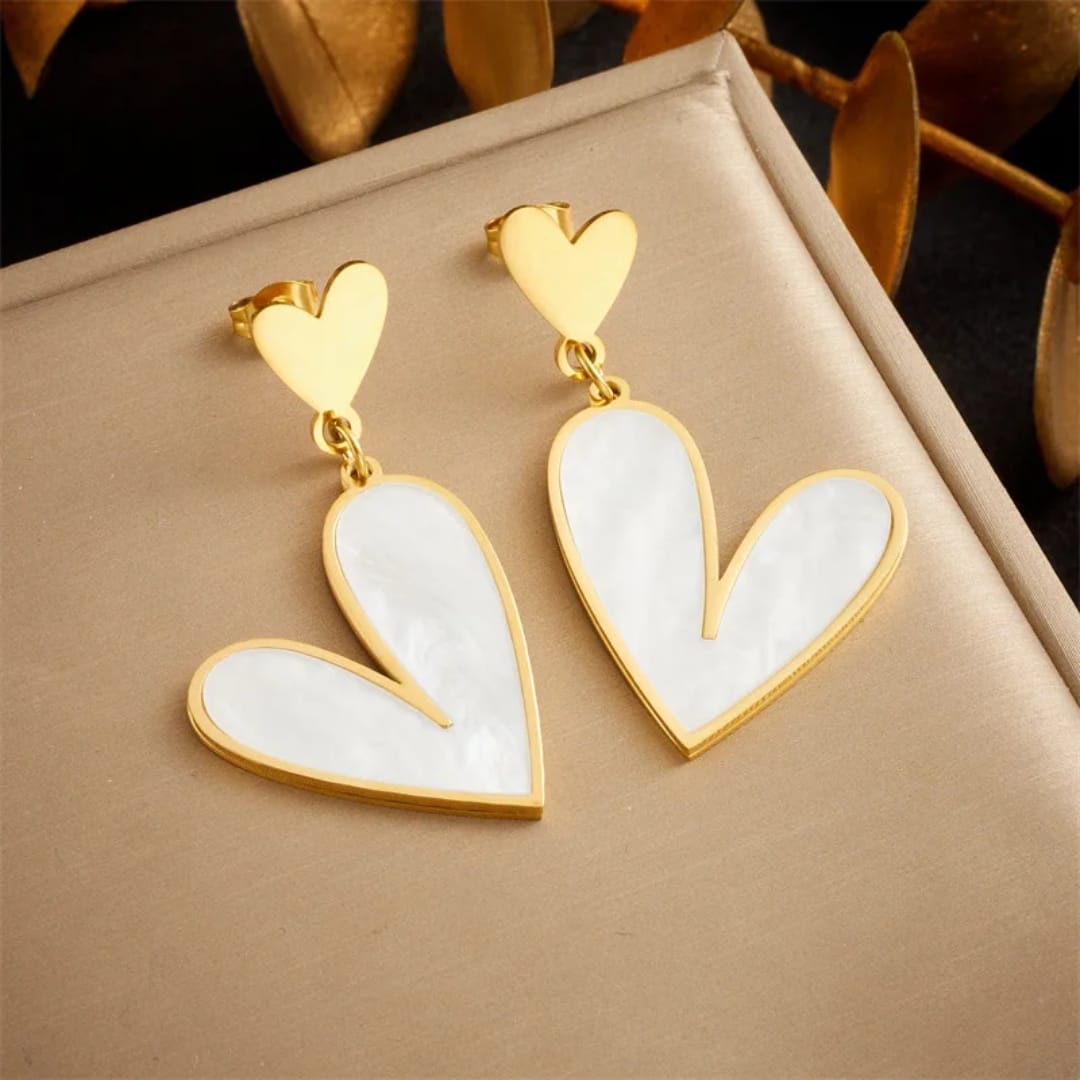 Gold-Plated Stainless Steel Heart Earrings