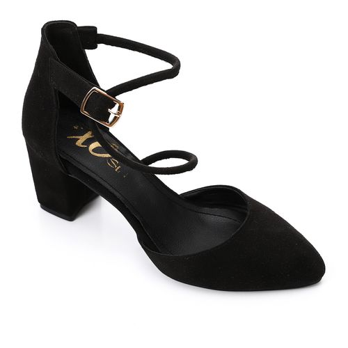 Suede Block Heel - Black