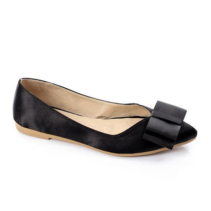 Satin Finish Pointed Toe Flats – Black