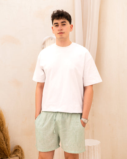 Linen Solid Shorts - Sage Green