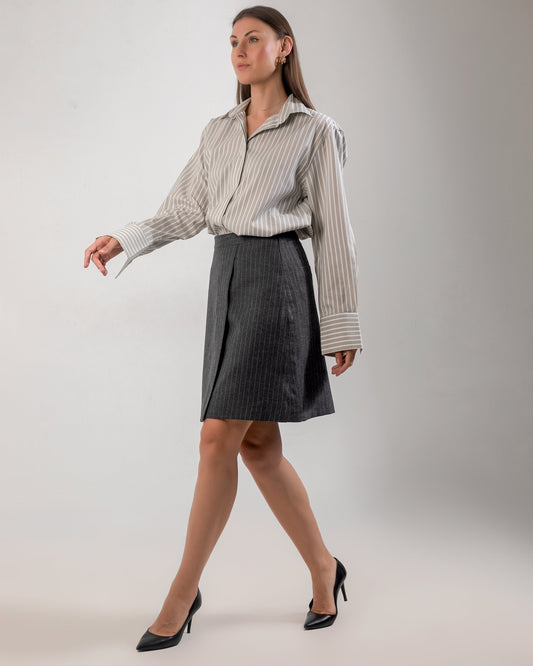 Cotton Classic Striped Shirt - Grey