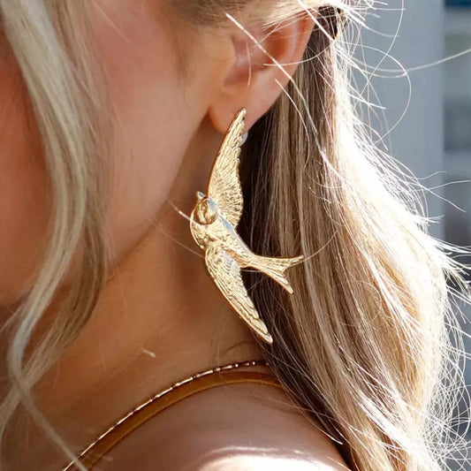 Gold-Plated Swallow Earrings