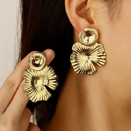 Gold-Plated Flower Design Earrings