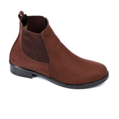 Suede Leather Ankle-Length Chelsea Boots – Brown