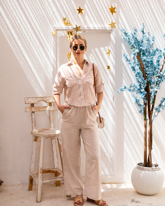 Linen Crude pants - Beige