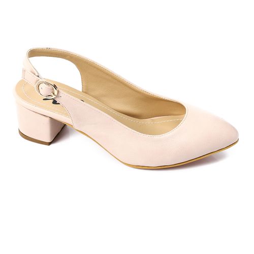 Faux Leather Slingback Pump - Nude Pink