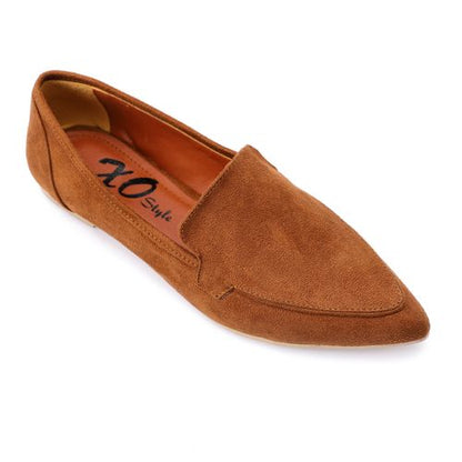 Suede Pointed Slip-On Loafers – Light Tan