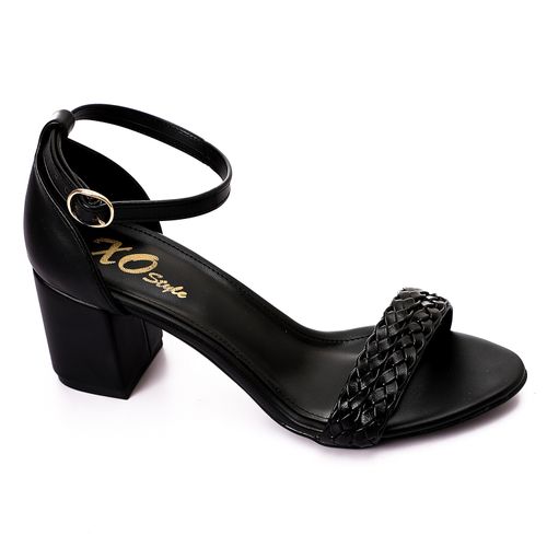 Faux Leather Braided Sandal - Black