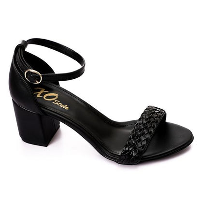 Faux Leather Braided Sandal - Black