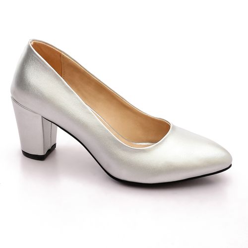 Faux leather Classic Heeled Shoes - Silver
