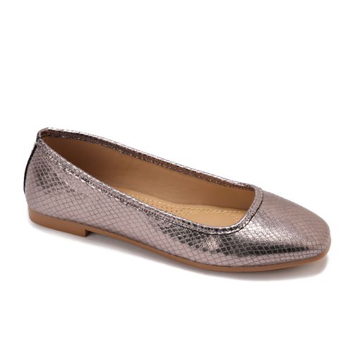 Faux Leather Comfortable Flat - Bronze