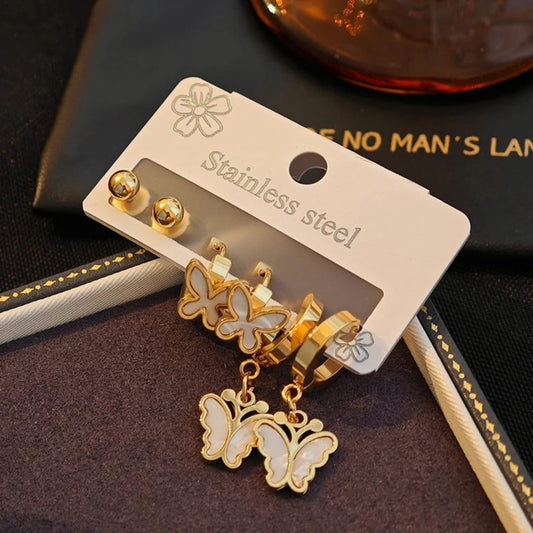 Gold-Plated Butterfly Earring Set