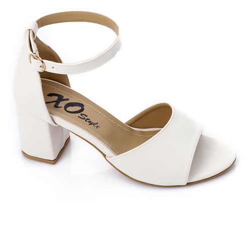 Suede Block Heel Sandals - White