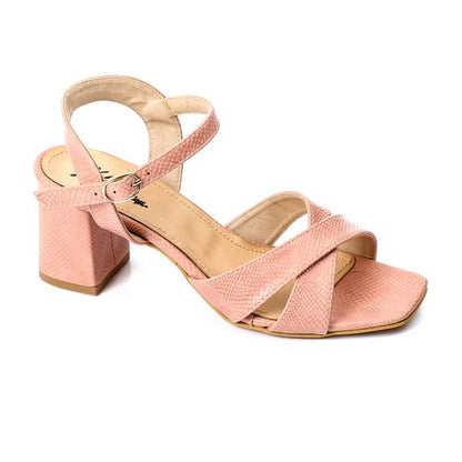 Faux Leather Open-Toe Cut-Out Block Heel Sandal