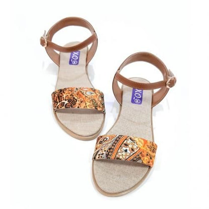 Faux Leather Ankle Strap Sandals