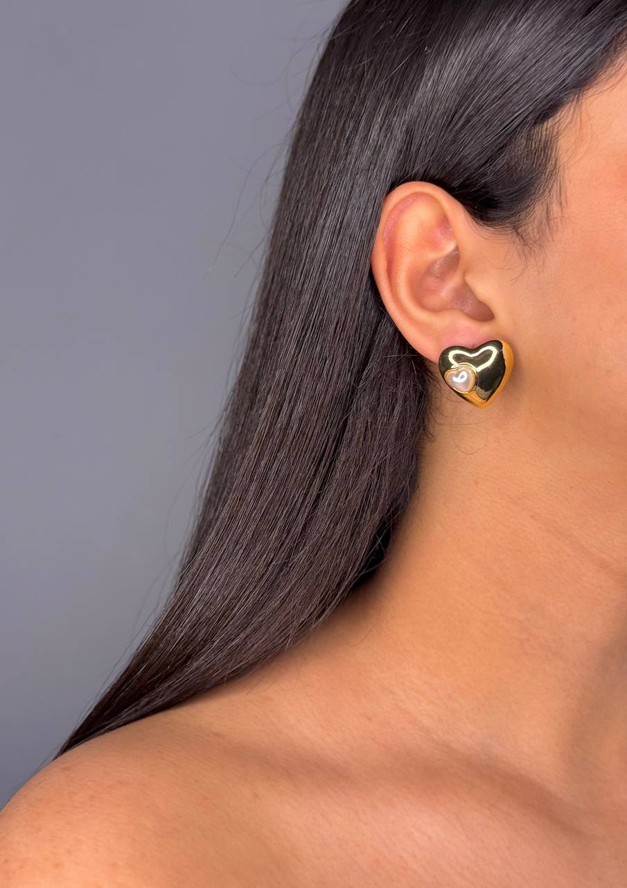 Gold-Plated Heart-Shaped Earrings