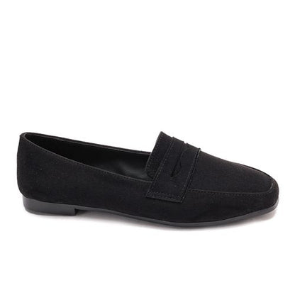 Faux Suede Classic Loafers – Black