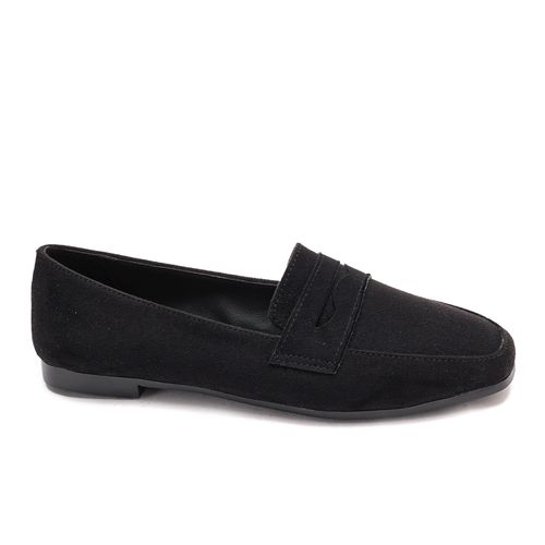 Faux Suede Classic Loafers – Black