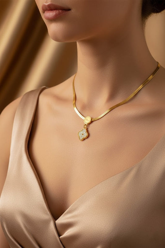 Stainless Steel Clover Pendant Necklace – Gold